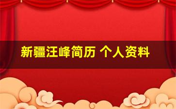 新疆汪峰简历 个人资料